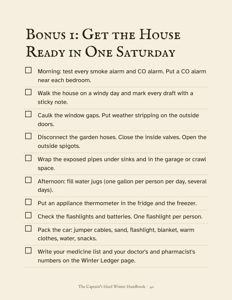 Printable checklist page